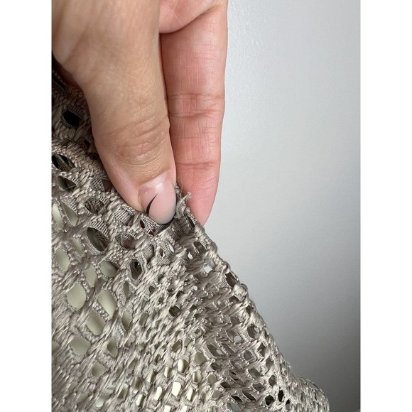 Comfy USA Open Knit Asymmetrical Jacket S Button Crotchet Sheer Fishnet Blazer - Picture 10 of 12